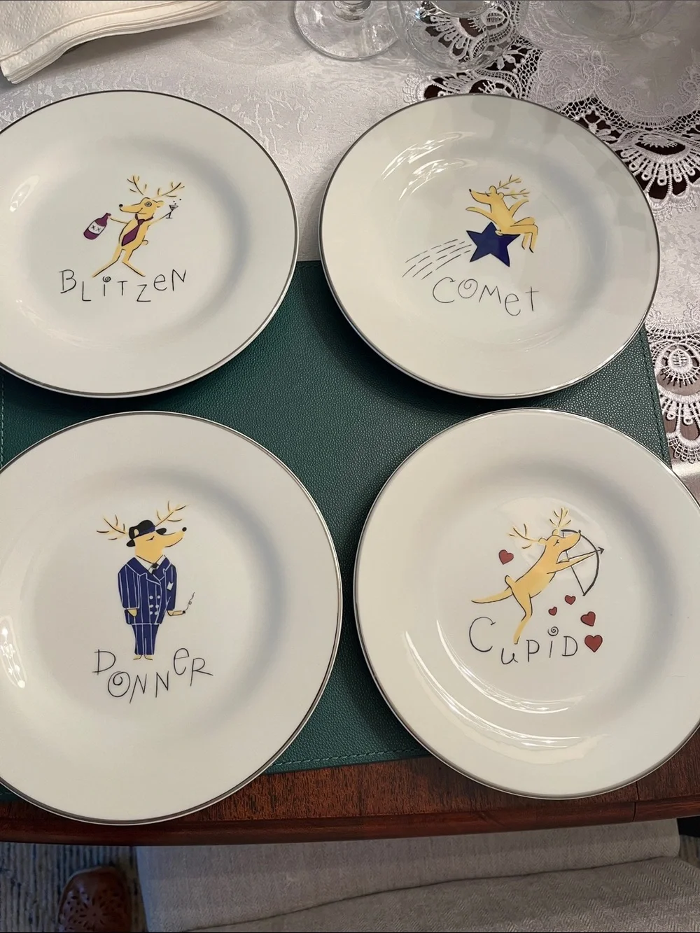 Pottery Barn Christmas White Salad/Dessert Plates Set of 4